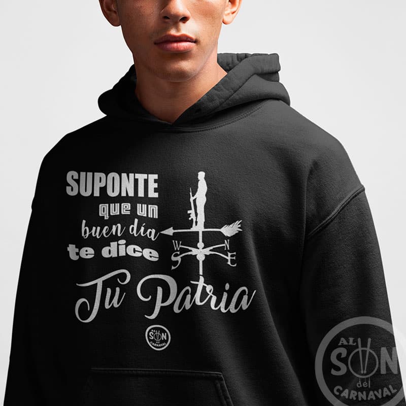 Sudadera_Suponte_que_un_buen_dia_te_dice_tu_patria_negra_con_gorro