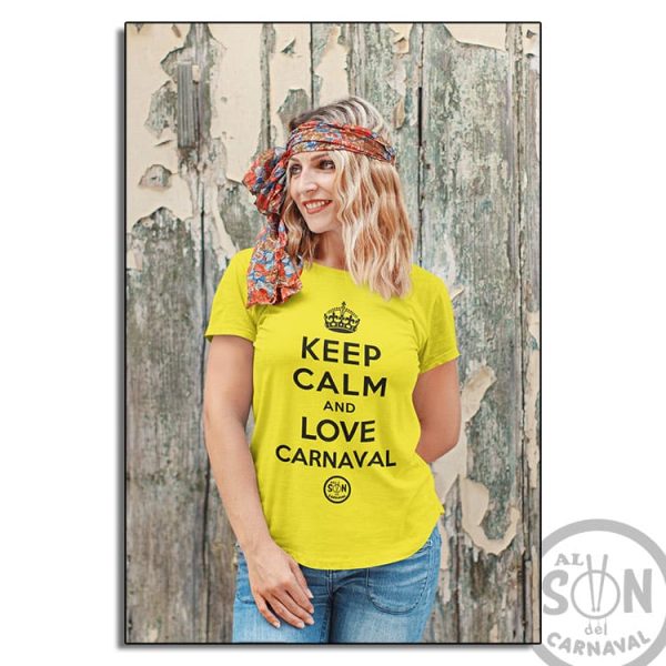 camiseta keep calm and love carnaval amarilla