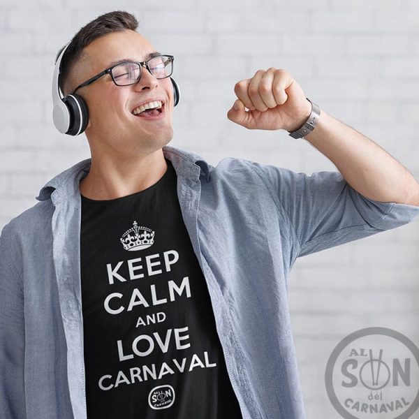 camiseta keep calm and love carnaval negra