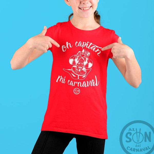 camiseta para niño oh captan mi carnaval - frase arriba y abajo - roja