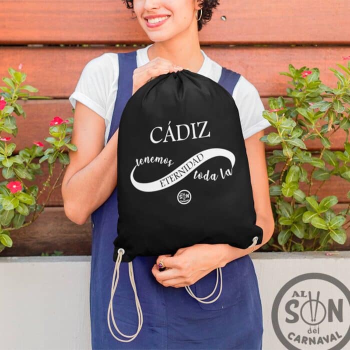 mochila saco cadiz tenemos toda la eternidad negra