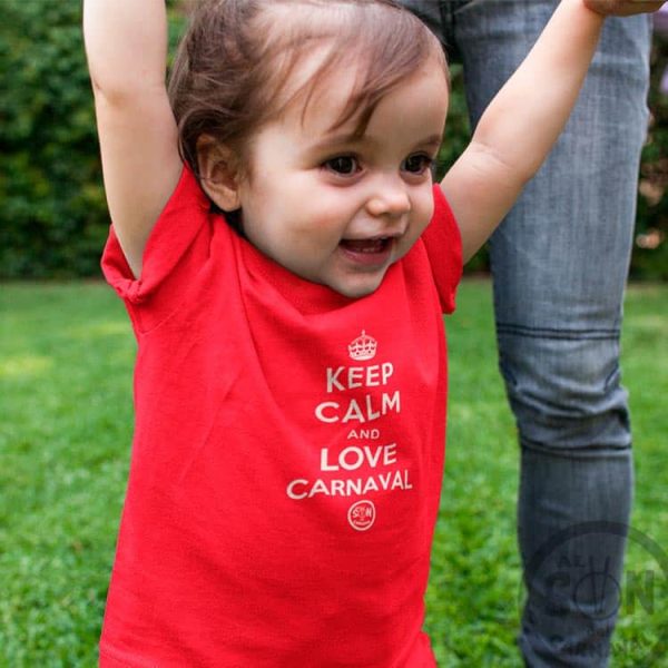 camiseta bebe keep calm and love carnaval roja