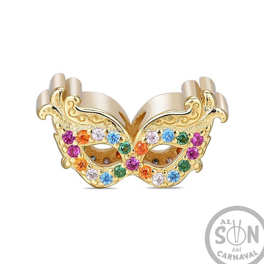 Charm_Abalorio_Antifaz_de_carnaval_de_plata_de_ley_bañado_en_oro