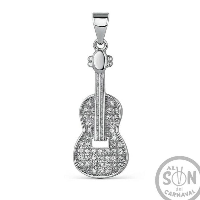 Colgante guitarra de plata con circonitas