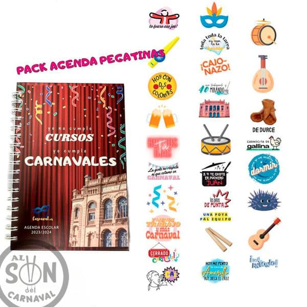 pack pegatinas y agenda del carnaval 2023 2024