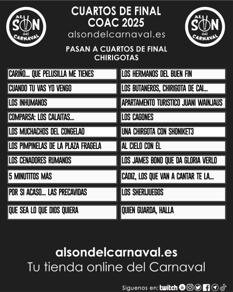 PASAN A CUARTOS CHIRIGOTAS