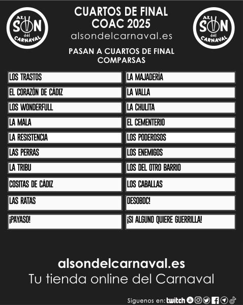 PASAN A CUARTOS COMPARSAS