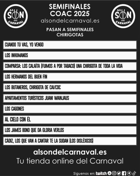 pasan a semifinales chirigotas