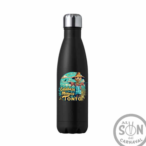 botella térmica calabaza muñeco tonto negra