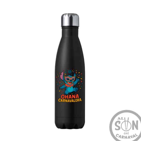 botella termica ohana carnavalera negra