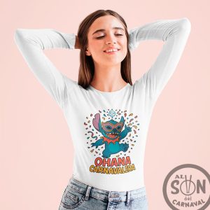 camiseta manga larga ohana carnavalera blanco