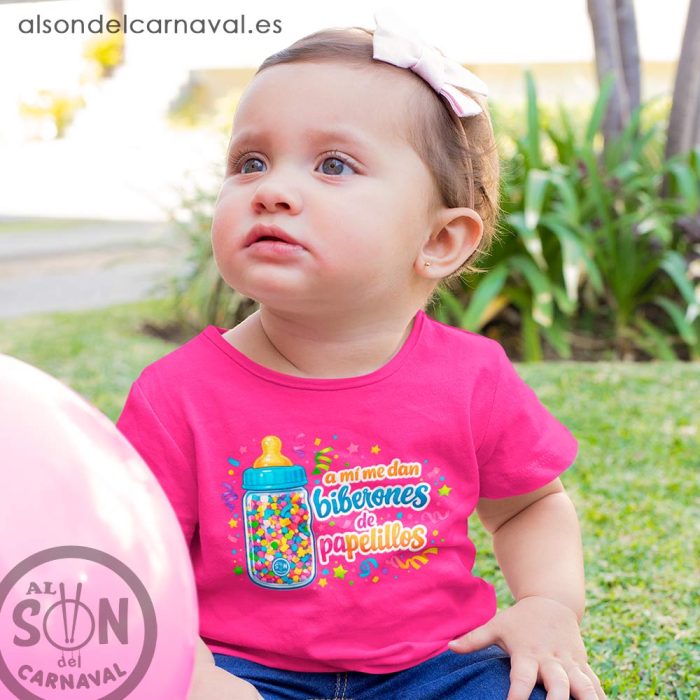 camiseta a mí me dan biberones de papelillos magenta
