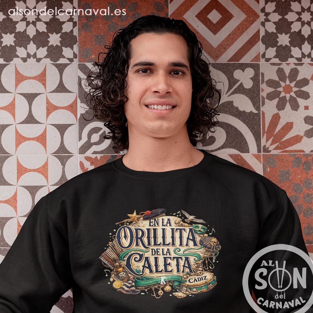 sudadera en la orillita de la caleta sin gorro negra