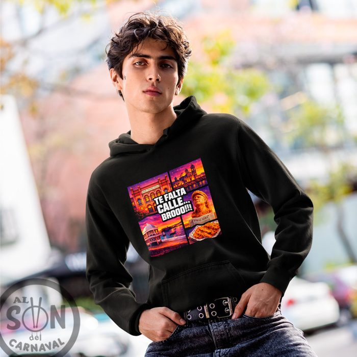 sudadera te falta calle con gorro negra