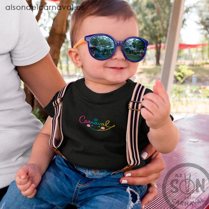 camiseta bebe sonrisa de carnaval negra