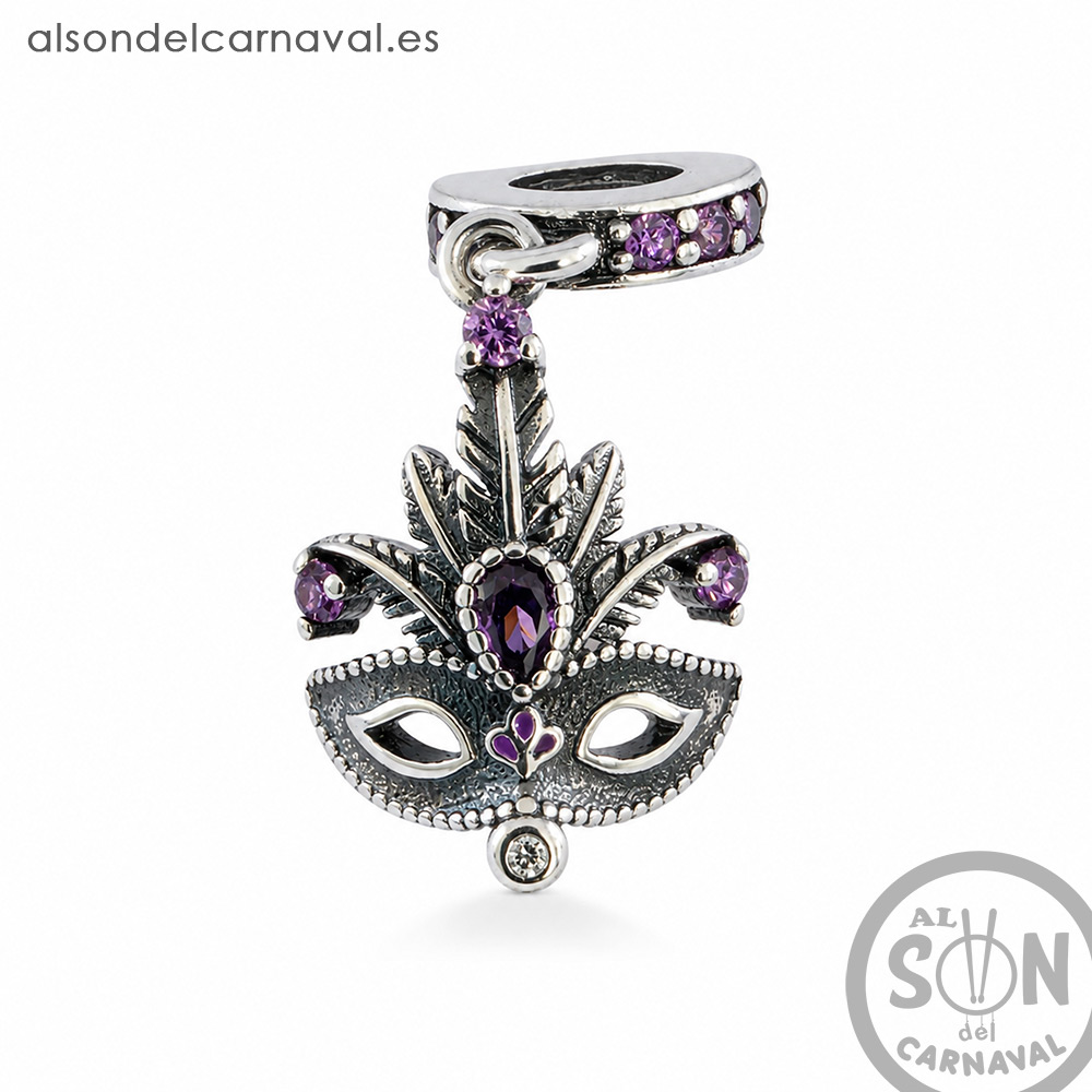 Charm Abalorio Antifaz con plumas
