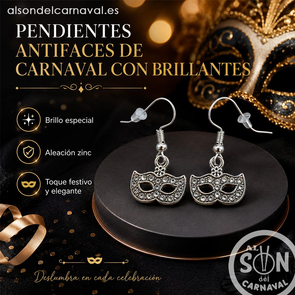 pendientes con brillo de antifaces de carnaval