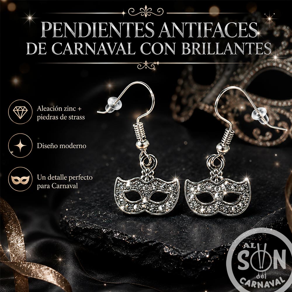 pendientes de aleacion antifaz de carnval con brillos
