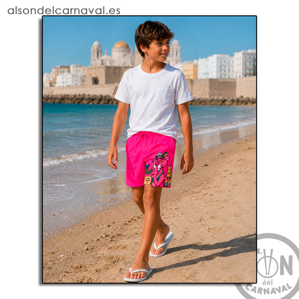 bañador de niño pantera rosa amo a escucha rosa