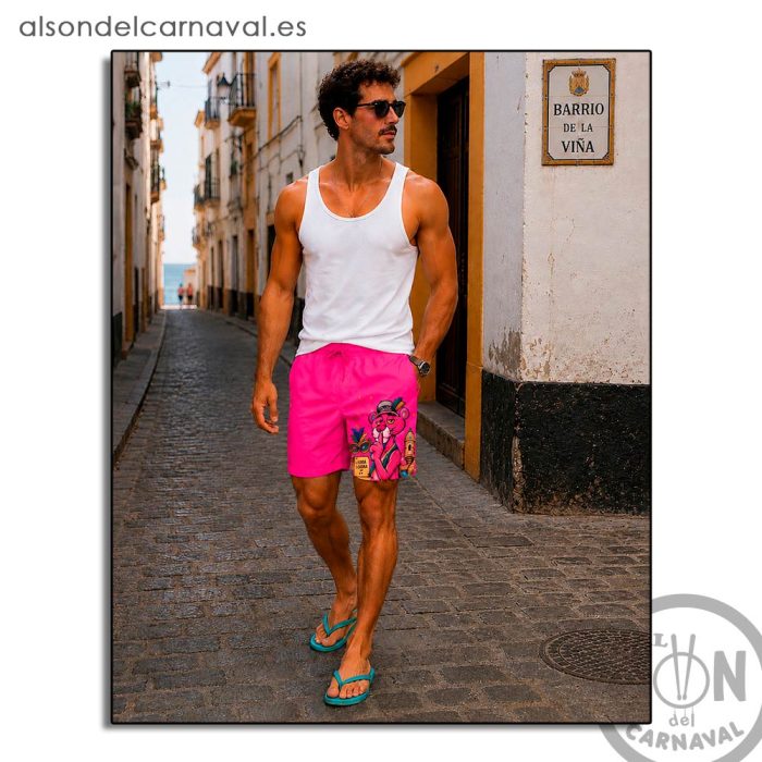 bañador pantera rosa amo a escucha rosa