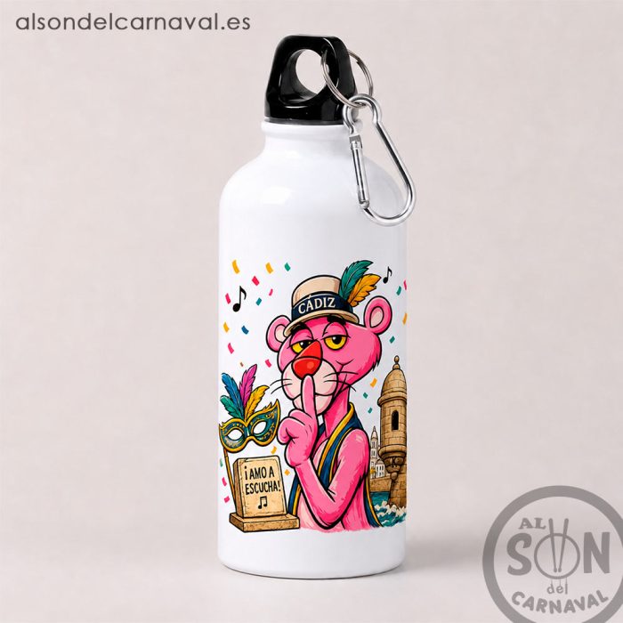 botella pantera rosa amo a escucha