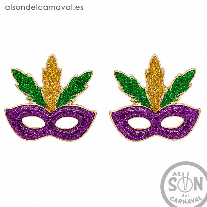 pendientes antifaz con plumas