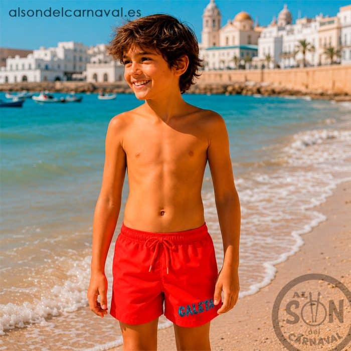 bañador para niño caleta color rojo