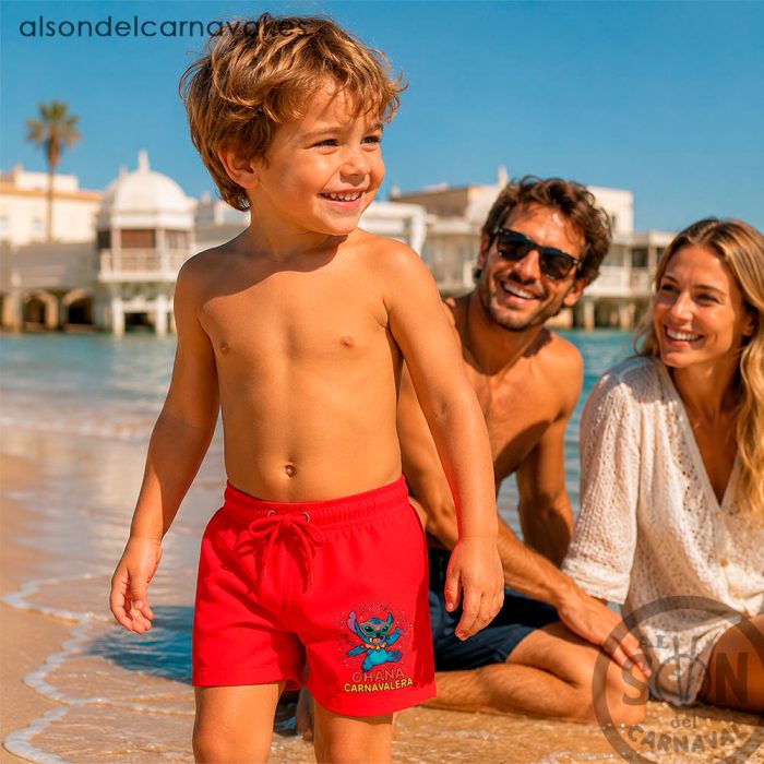bañador para niño ohana carnavalera color rojo