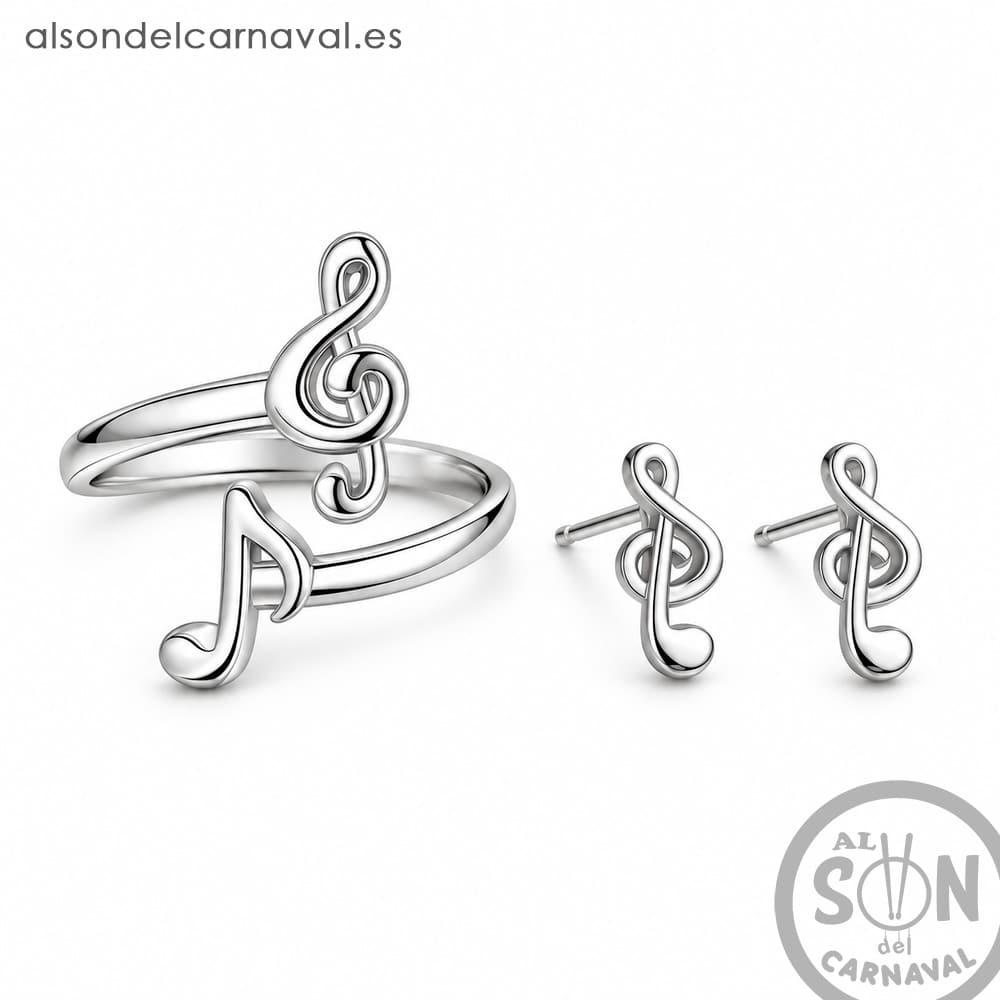 Conjuntos Pendientes y Anillo Clave de Sol